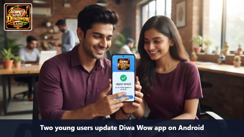 Two young users update Diwa Wow app on Android